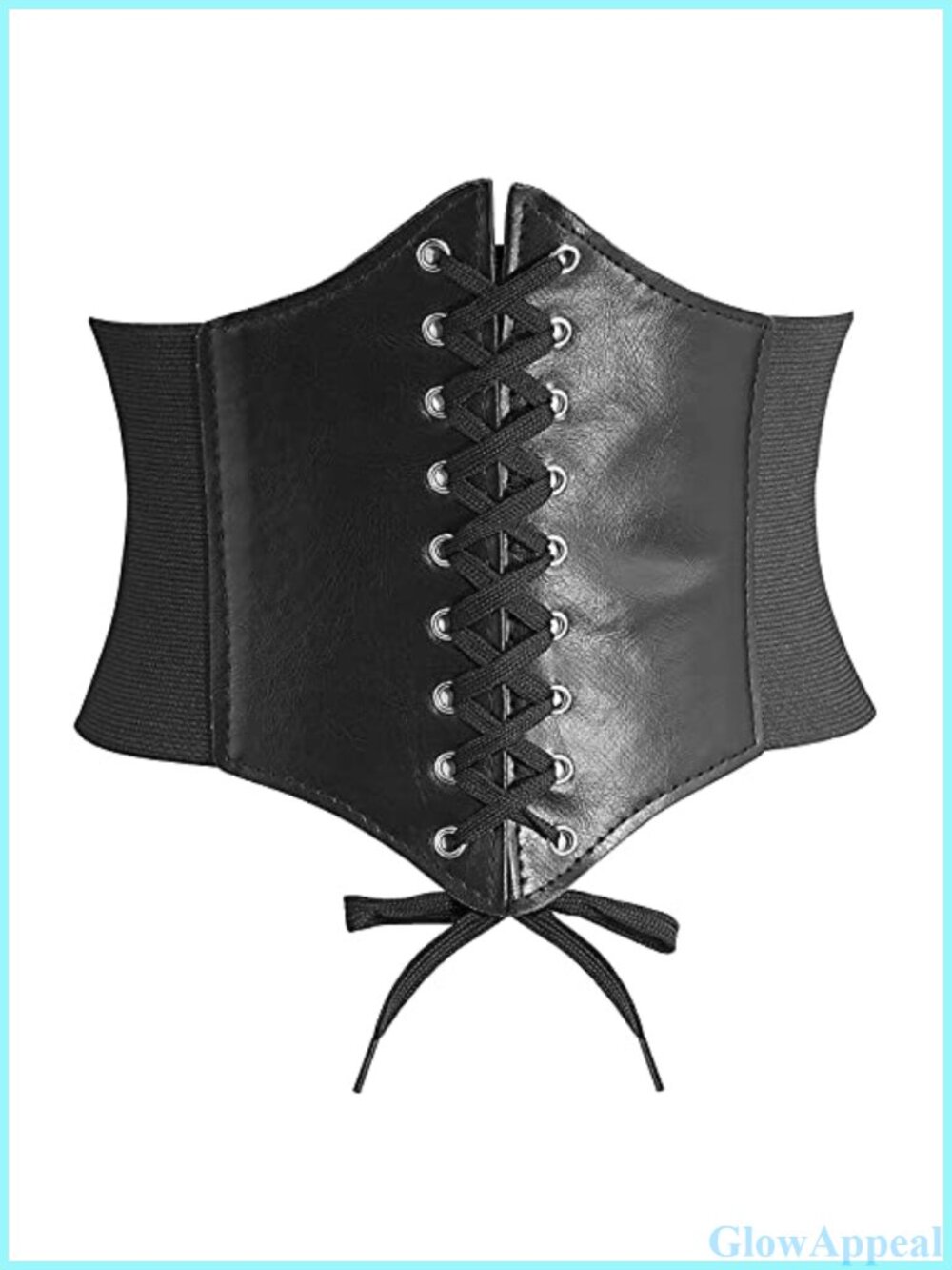 Faux Leather Lace-Up Corset Belt Wide Elastic Waist Cincher